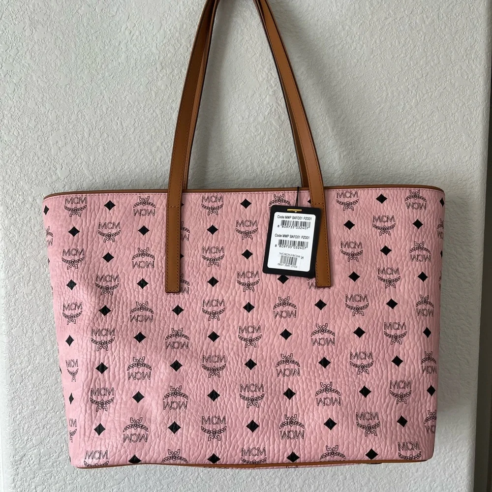 MCM ANYA MEDIUM VISETOS ZIP TOP SHOPPER - Soft pink - Picture 2 of 15